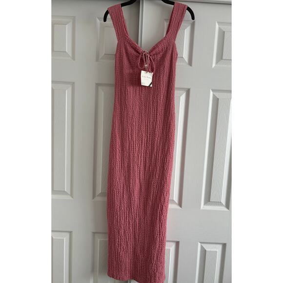 See You Monday Maxi Dress Stretchy Bodycoon Size M Pink New - Picture 1 of 4
